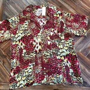 NWT Anthropologie Tiny Bordo Postcard Button Up Top, Green Violet size Small
